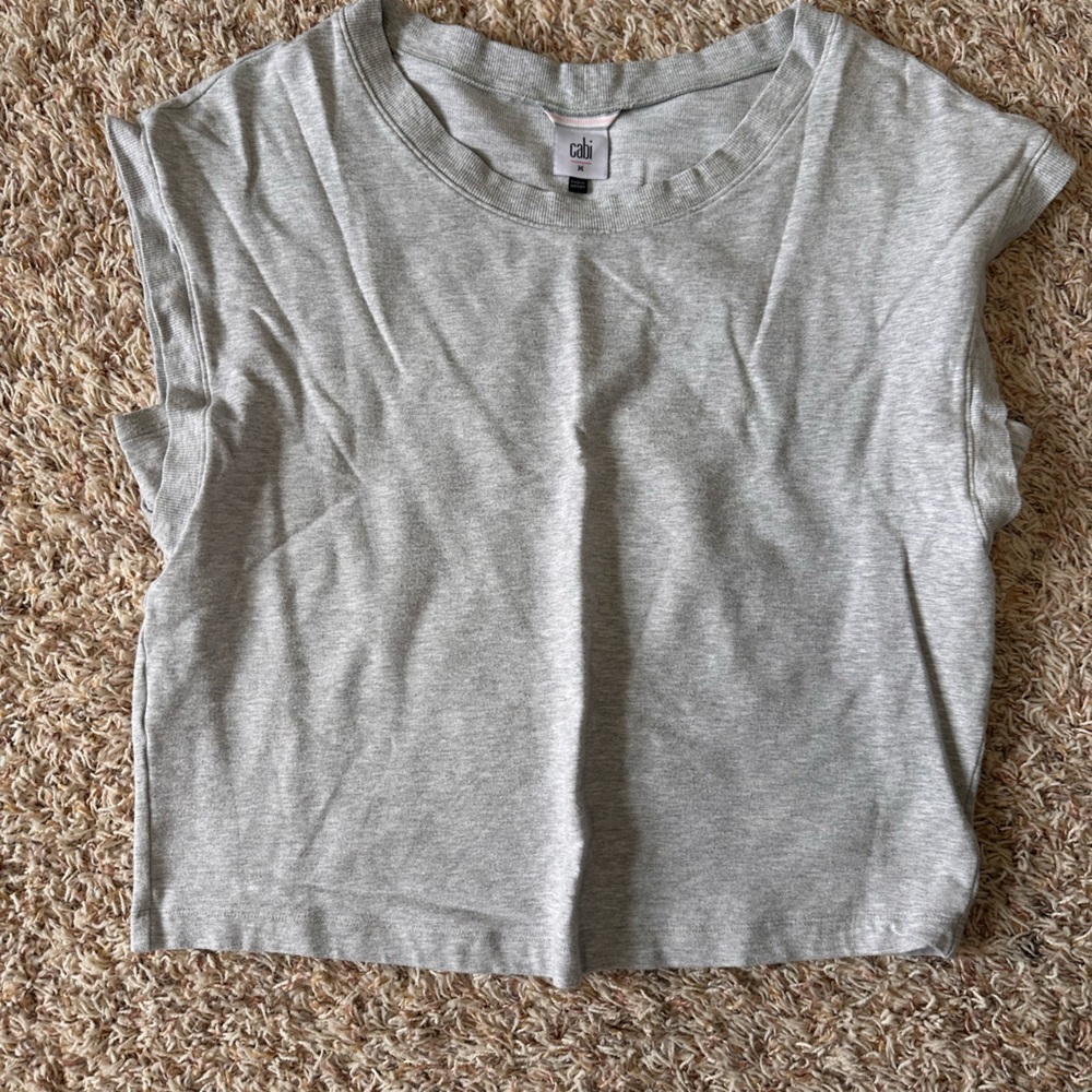 CAbi Gray Crew Neck short sleeve sweatshirt style (M)